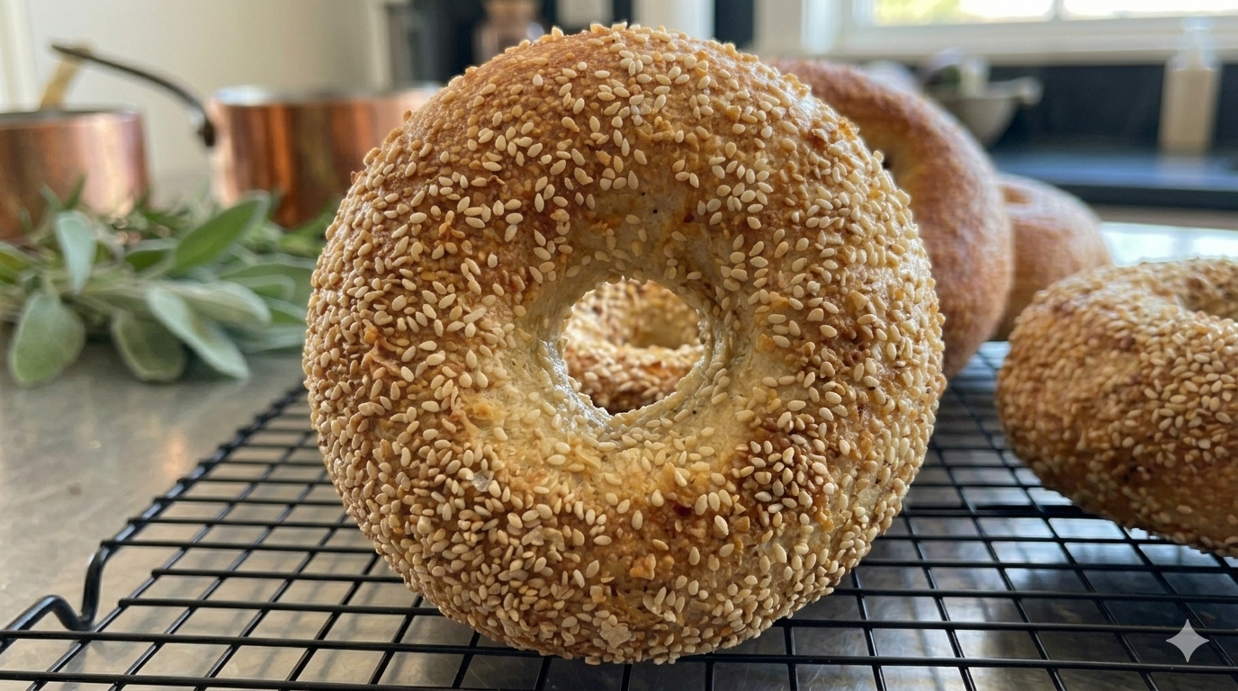 Sesame sourdough bagel